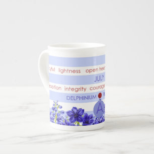 Birth Flower and Gem Stripe Mug July Bone China