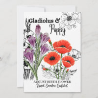 Birth Flower, August, Gladiolus, Poppy, Birthday