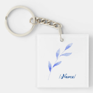 Birth Flower Blue branch Holiday gift Keychain