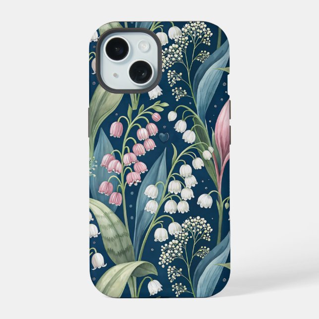 Birth Flower Botanical Design iPhone 15 Case (Back)