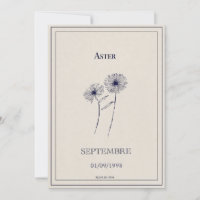 Birth flower card September aster.
