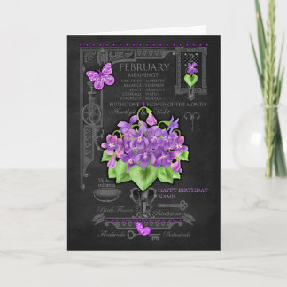 Birth Flower February Chalk Personalized Card