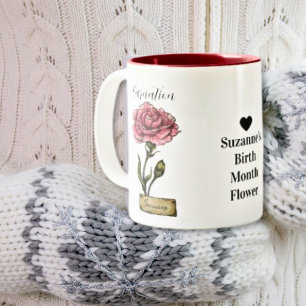 Birth Flower JANUARY Birthday Carnation Two-Tone Coffee Mug