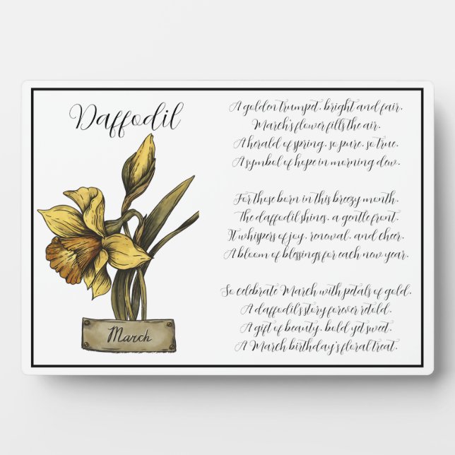 Birth Flower MARCH Birthday Daffodil Plaque (Front)