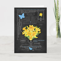 Birth Flower March Chalk Personalized Card