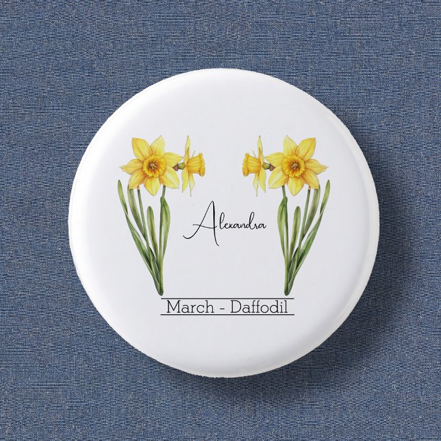 Birth Flower March Daffodil  1 Inch Round Button (Creator Uploaded)