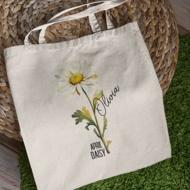 Birth Flower Month April Daisy Name Tote Bag (Creator Uploaded)