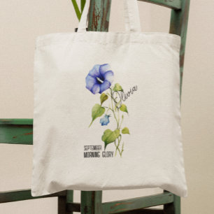 Birth Flower Month September Morning Glory Name  Tote Bag