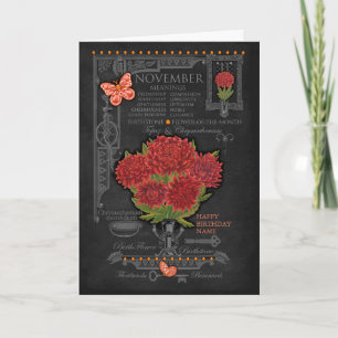 Birth Flower November Chalk Personalized Card
