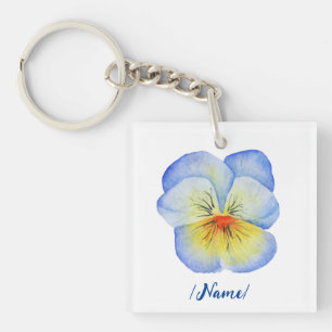 Birth Flower Pansies Viola Holiday gift Keychain