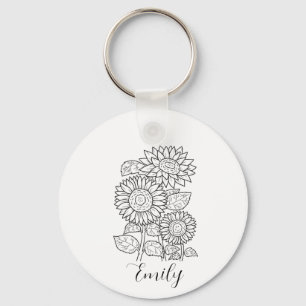 Birth Flower  - Personalized Birth Flower Keychain
