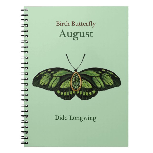 Birth Gemstone Butterfly (August) - Dido Longwing Notebook (Front)