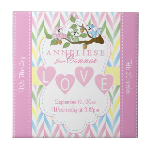 Birth Information - Pastel Baby Squirrels Tile