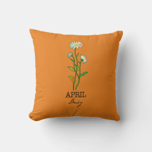 Birth Month Flower April Daisy Throw Pillow