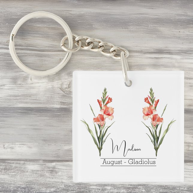 Birth Month Flower August Gladiolus Keychain (Creator Uploaded)