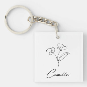 Birth Month Flower custom name, Personalized name, Keychain