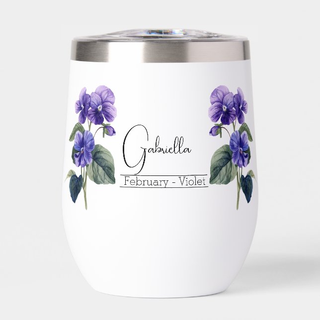 Birth Month Flower February  Violet Wine Tumbler (Front)