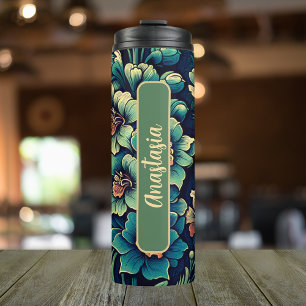 Birth Month Flower July Personalized 16 oz Thermal Tumbler