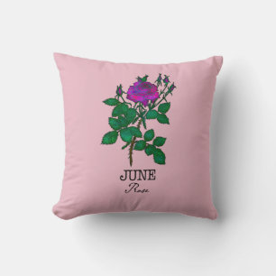 Birth Month Flower June Rose Throw Pillow