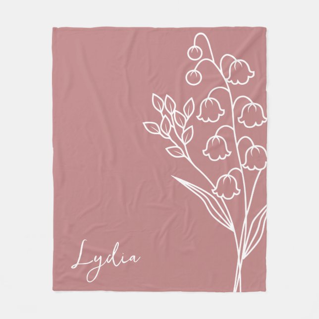 Birth Month Flower, Mai Calligraphy Name  Fleece Blanket (Front)