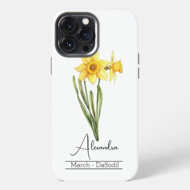 Birth Month Flower March Daffodil Acrylic iPhone Case (Back)