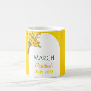 Birth Month Flower March Daffodil Personalized  Coffee Mug