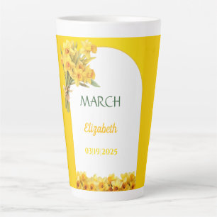 Birth Month Flower March Daffodil Personalized Latte Mug