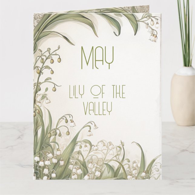 Birth Month Flower May Lily Birthday Card (Front)
