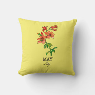 Birth Month Flower May Lily Throw Pillow