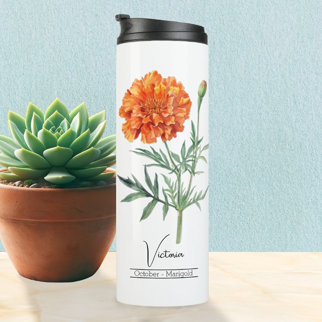 Birth Month Flower October Marigold Thermal Tumbler (Creator Uploaded)