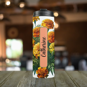 Birth Month Flower October Personalized 16 oz Thermal Tumbler