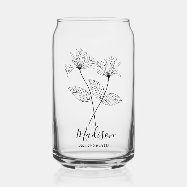  Birth Month Flowers June Honeysuckle Bridesmaid Can Glass (Front)