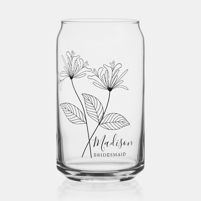  Birth Month Flowers June Honeysuckle Bridesmaid Can Glass (Front)