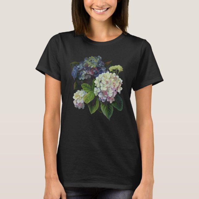 Birth Month Hydrangea Flowers T-Shirt (Front)