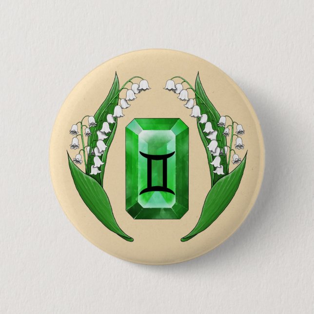Birth Month May Gemini 2 Inch Round Button (Front)
