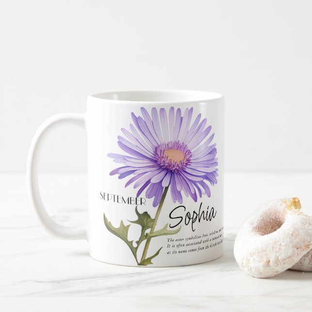  Birth Month September Flower Personalized Coffee Mug (With Donut)