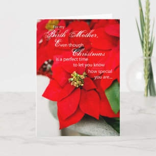 Birth Mother Poinsettia Seasons Greetings Holiday Card