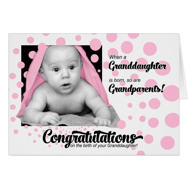Birth of a Granddaughter in Pink Polka Dots (Front Horizontal)