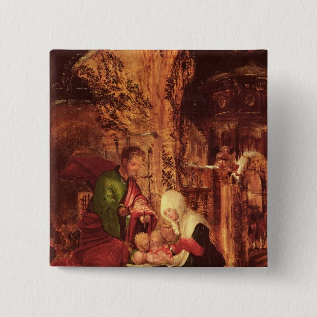 Birth of Christ , c.1520-25, 2 Inch Square Button (Front)