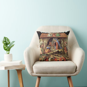 Birth of Christ, Mystical Nativity by Botticelli Throw Pillow