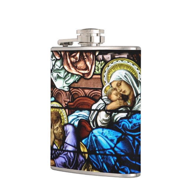 Birth of Jesus Stained Glass Window Hip Flask (Left)