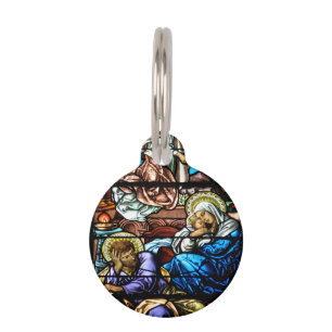 Birth of Jesus Stained Glass Window Pet Tag
