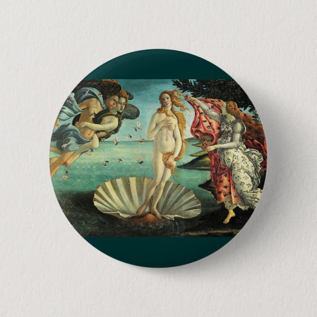 Birth of Venus, 1485 2 Inch Round Button (Front)