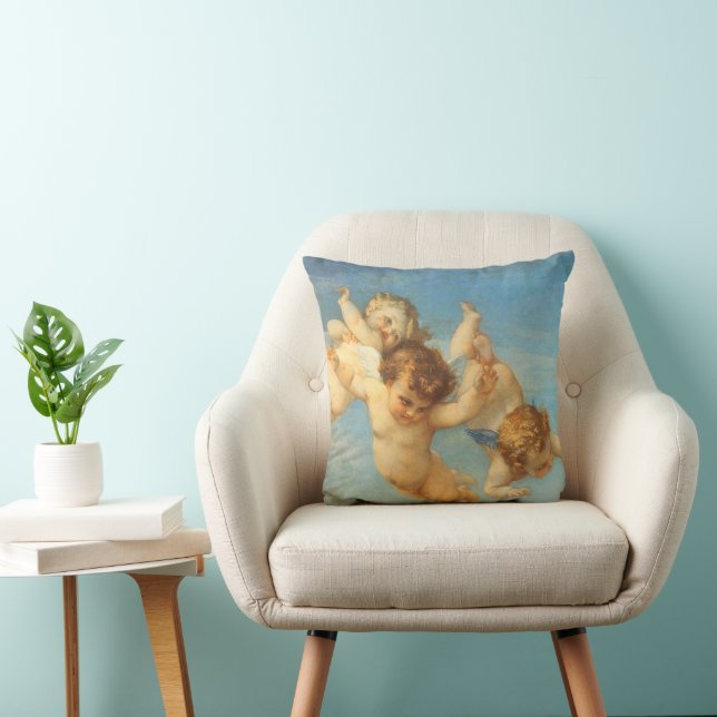 Birth of Venus, Angels detail by Alexandre Cabanel Throw Pillow (Chair)