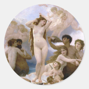 Birth of Venus by William-Adolphe Bouguereau Classic Round Sticker