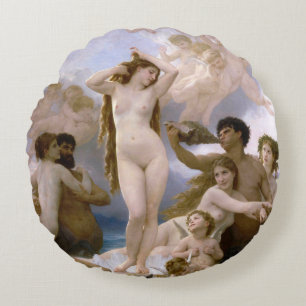 Birth of Venus by William-Adolphe Bouguereau Round Pillow