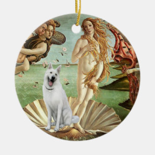 Birth of Venus-White German Shepherd Ceramic Ornament