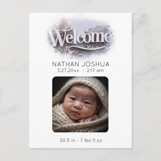 *~* Birth Photo AP79 Baby Newborn Announcement (Front)