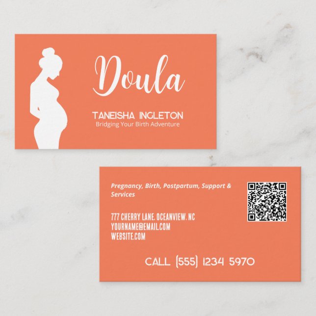 Birth & Postpartum Doula Custom QR Business Card (Front/Back)