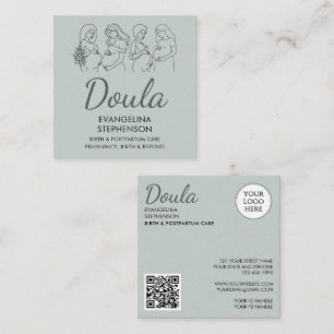 Birth Postpartum Line Art Midwife Doula Square Business Card